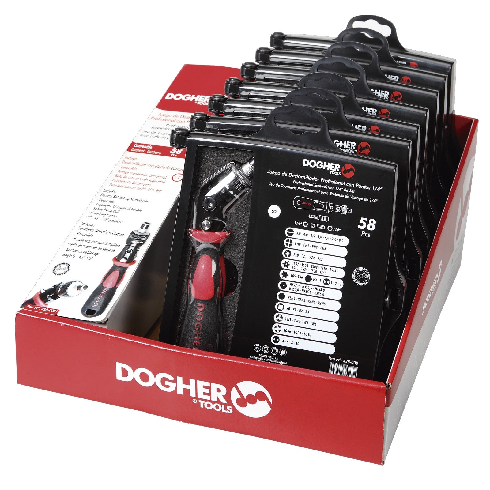 Dogher 438-008J - Exp.Mostr.7Estuches Puntas Dest.Flex58Pc