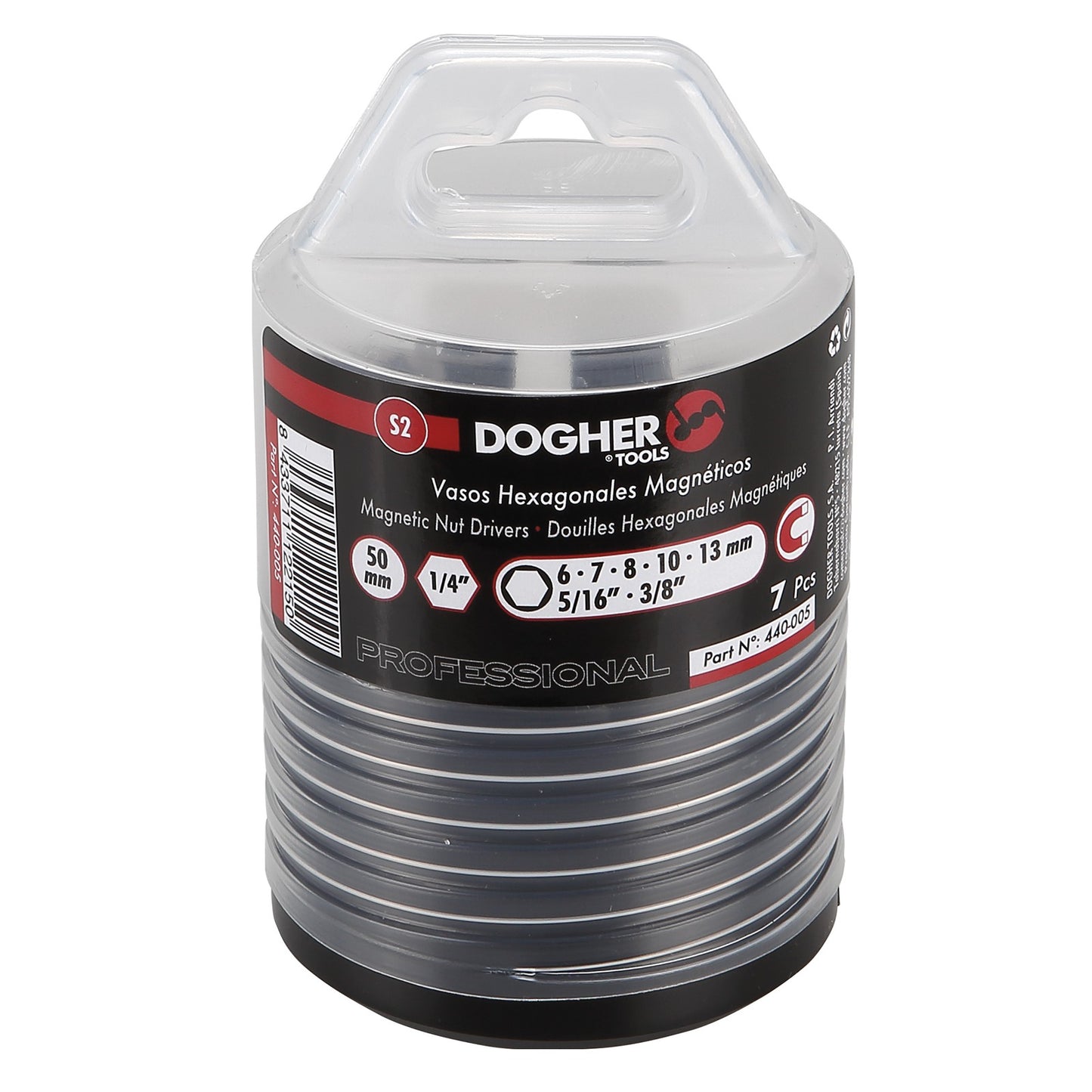 Dogher 440-005 - Kit7Vasos Magn.50Mm 6-7-8-10-13-5/16-3/8