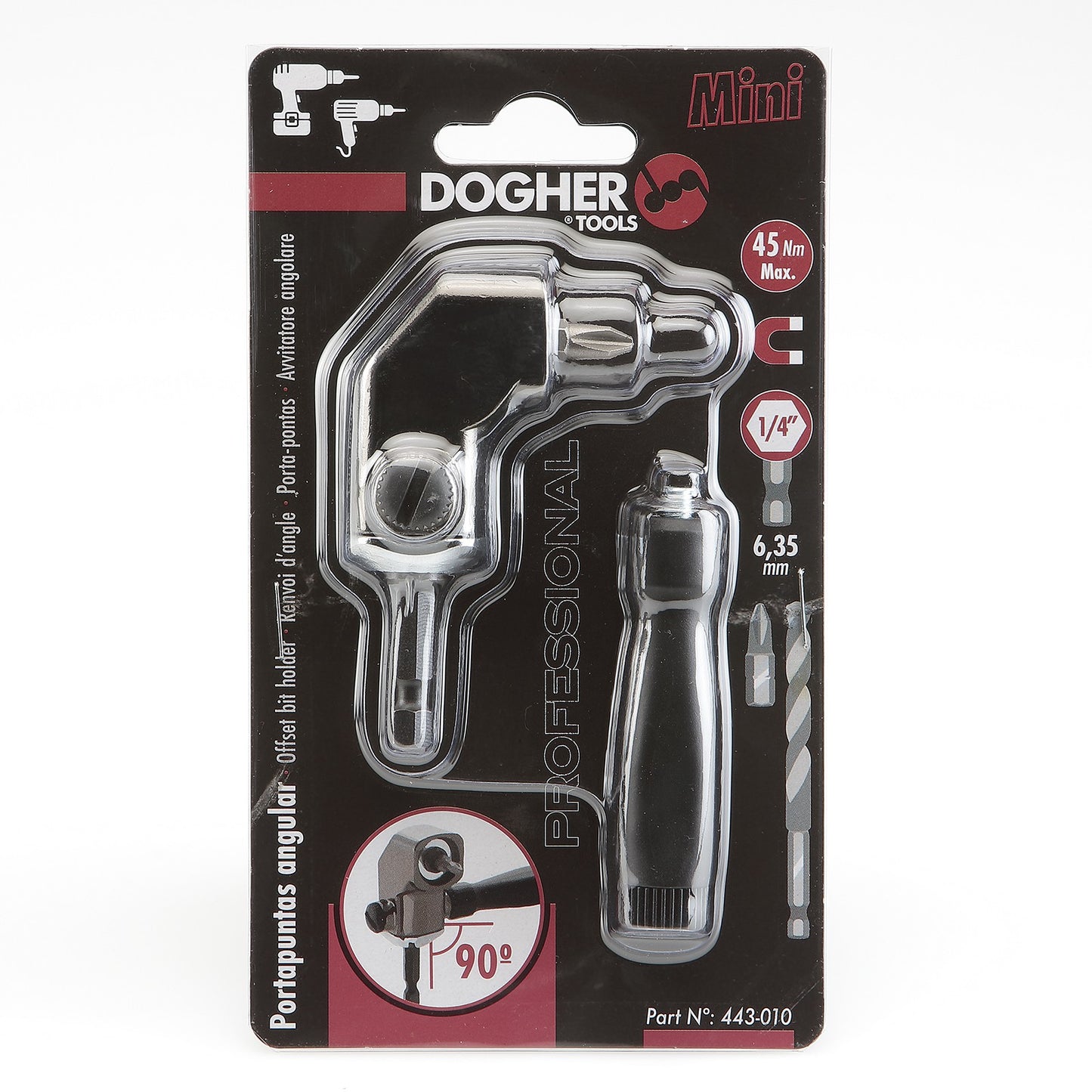 Dogher 443-010 - Portapuntas Angular Mini 45Nm 1/4