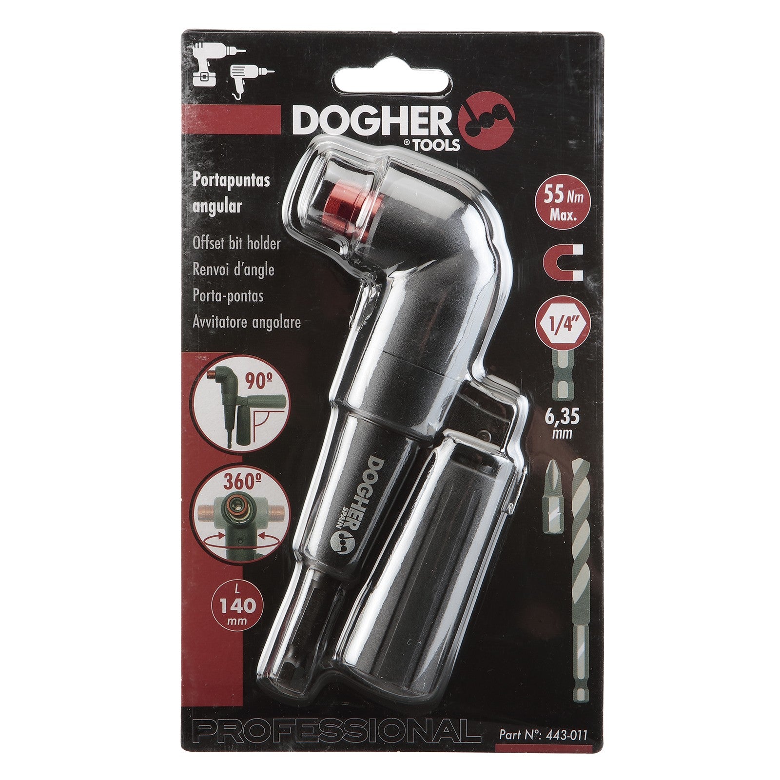 Dogher 443-011 - Portapuntas Angular 360º 55Nm 1/4