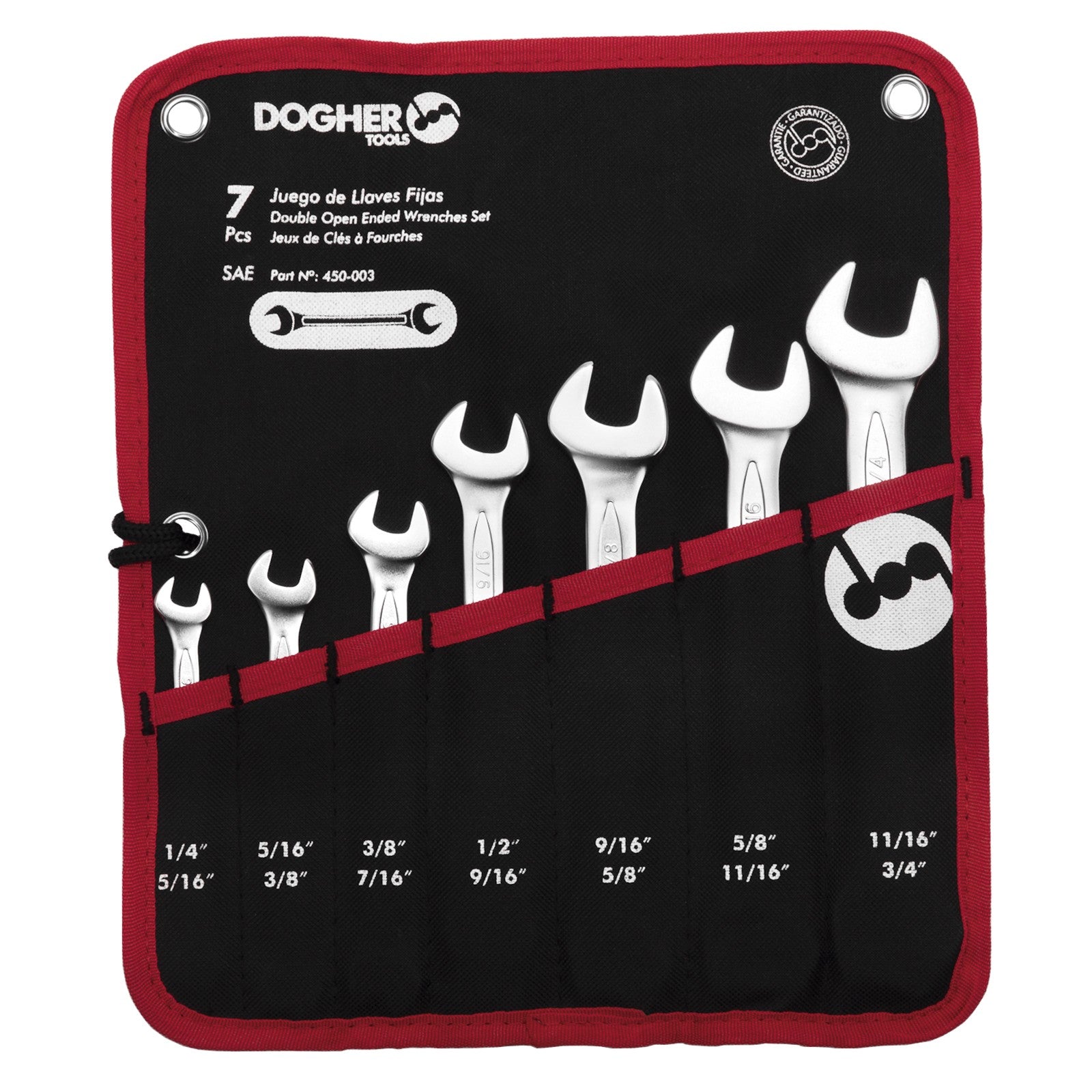 Dogher 450-003 - Bolsa Nylon 7 Llaves Doble Boca Abierta SAE Pulgadas