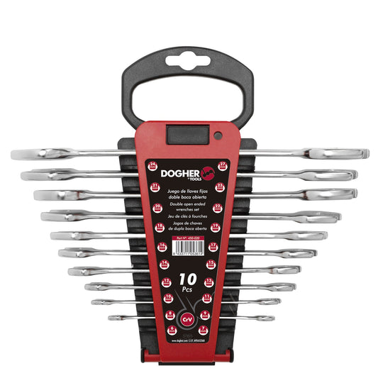 Dogher 450-020 - Juego 10 Llaves Doble Boca Abierta Soporte Plástico