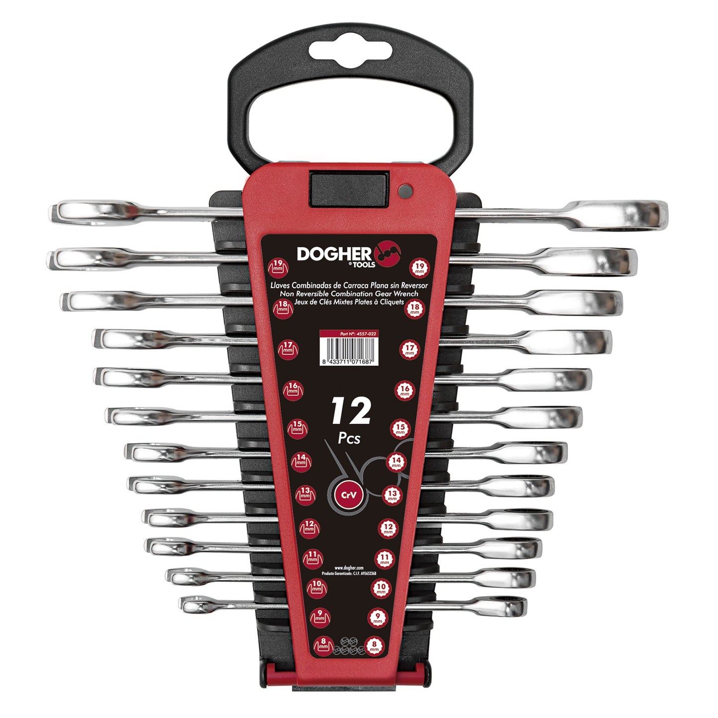 Dogher 4557-022 - Juego 12 Pcs Comb. Carraca Plana Sin Rev