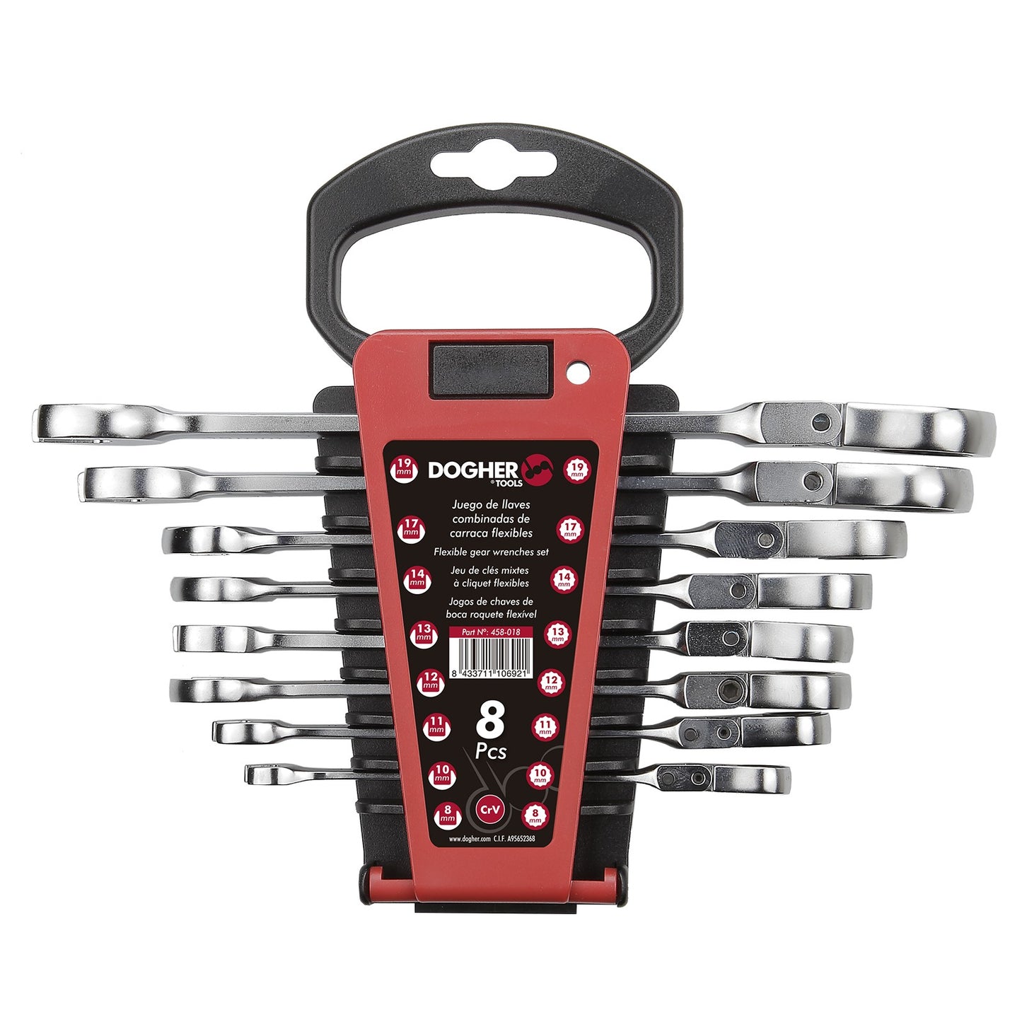 Dogher 458-018 - Juego 8 Llaves Comb.Carraca Flex. 8-19