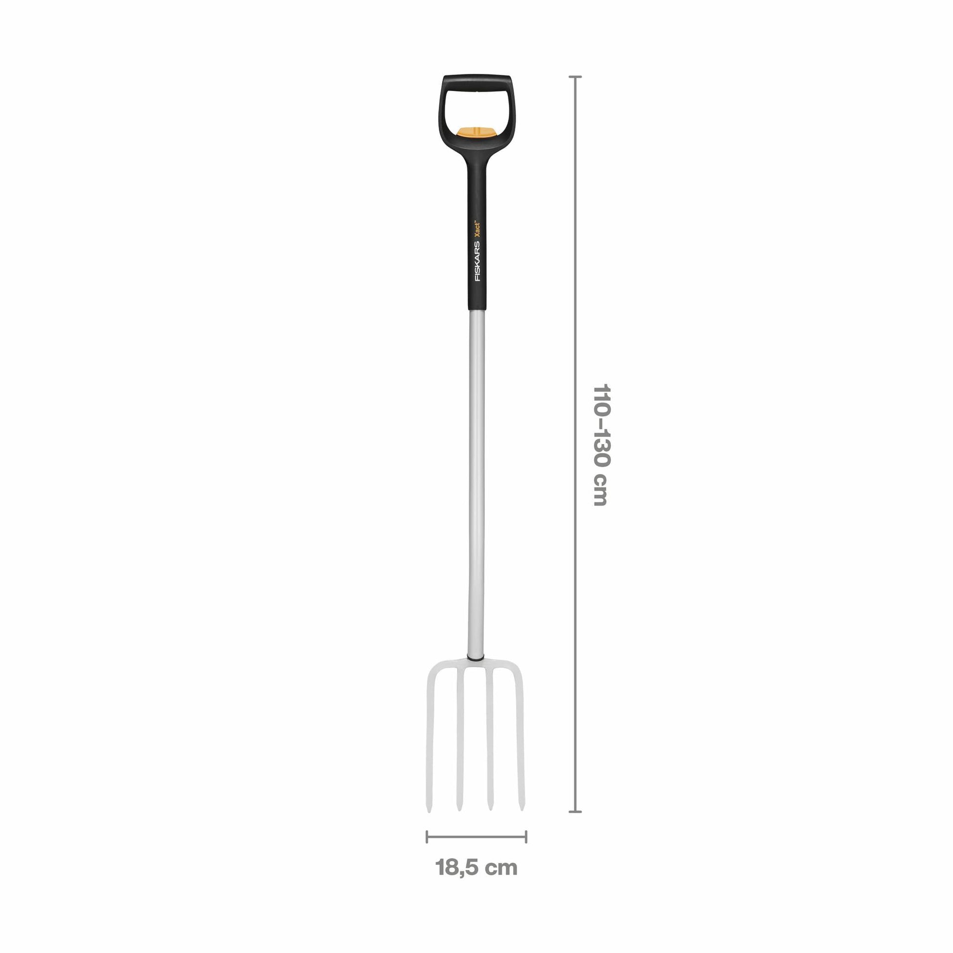Fiskars Horca de jardín telescópica para suelos duros y pedregosos, Con 4 púas, Longitud de 1,10 m a 1,30 m, Acero al boro, Negro/Plateado, SmartFit, 1070717