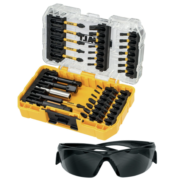 DeWalt DT70733T-QZ - Toughcase: Juego de 38 piezas para taladro - Puntas de atornillador FLEXTORQ - Gafas de seguridad