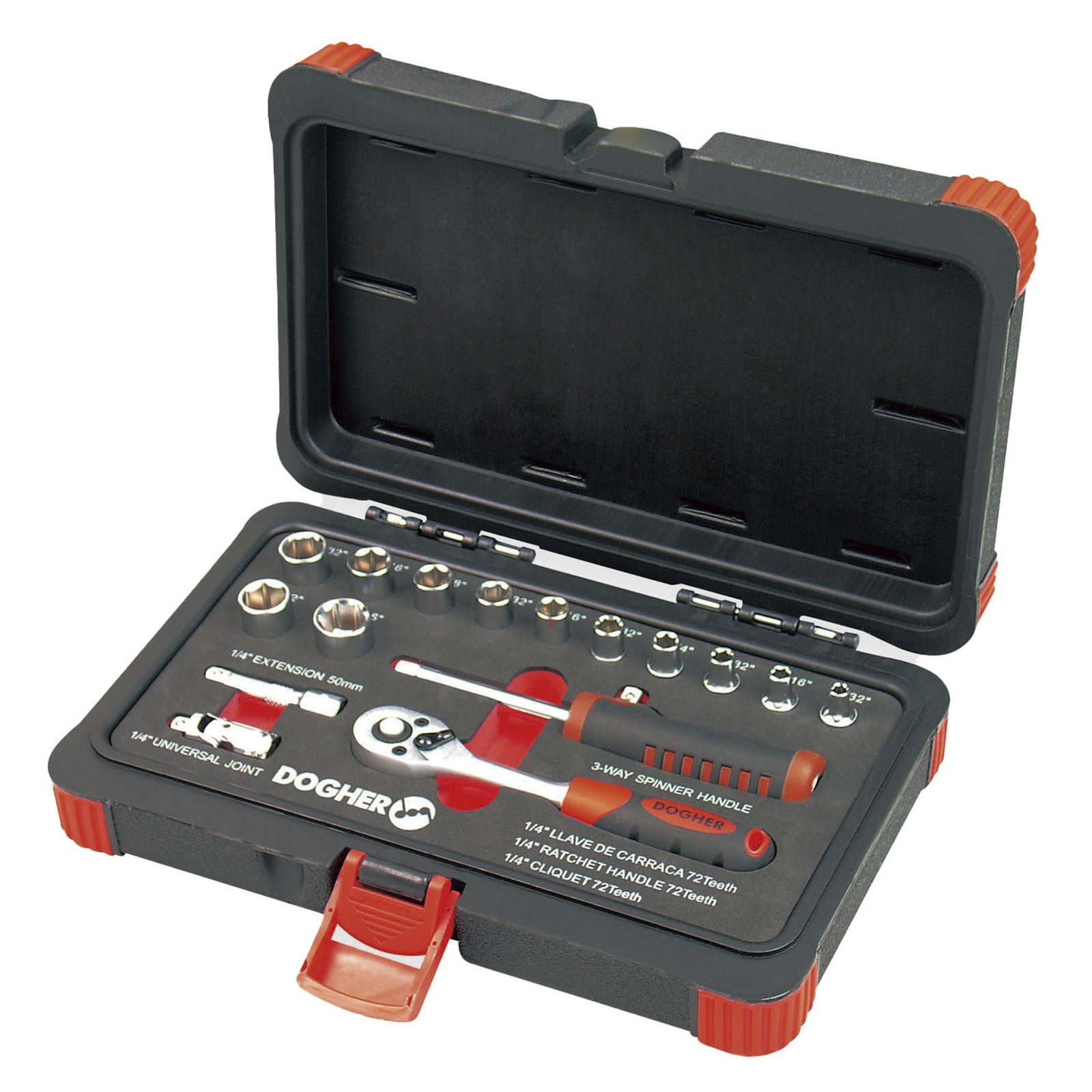 Dogher 500-004 - Maletin Vasos Hex Sae 1/4 16 Pzas