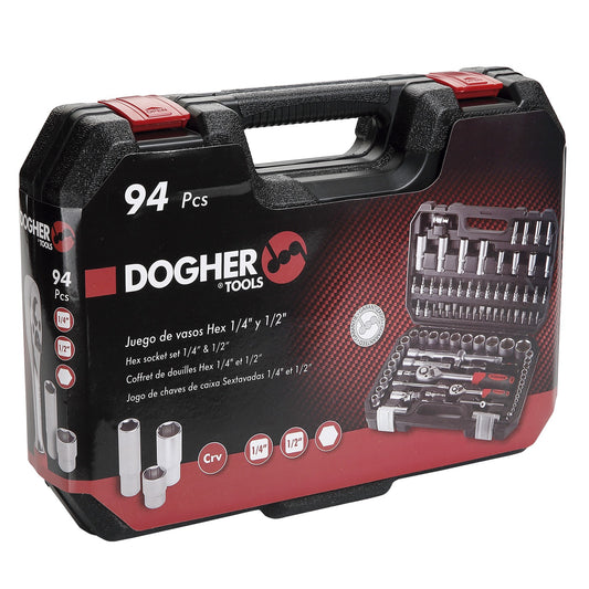 Dogher 500-030 - Juego Vasos Hexagonales 1/4"+1/2" (94 piezas)