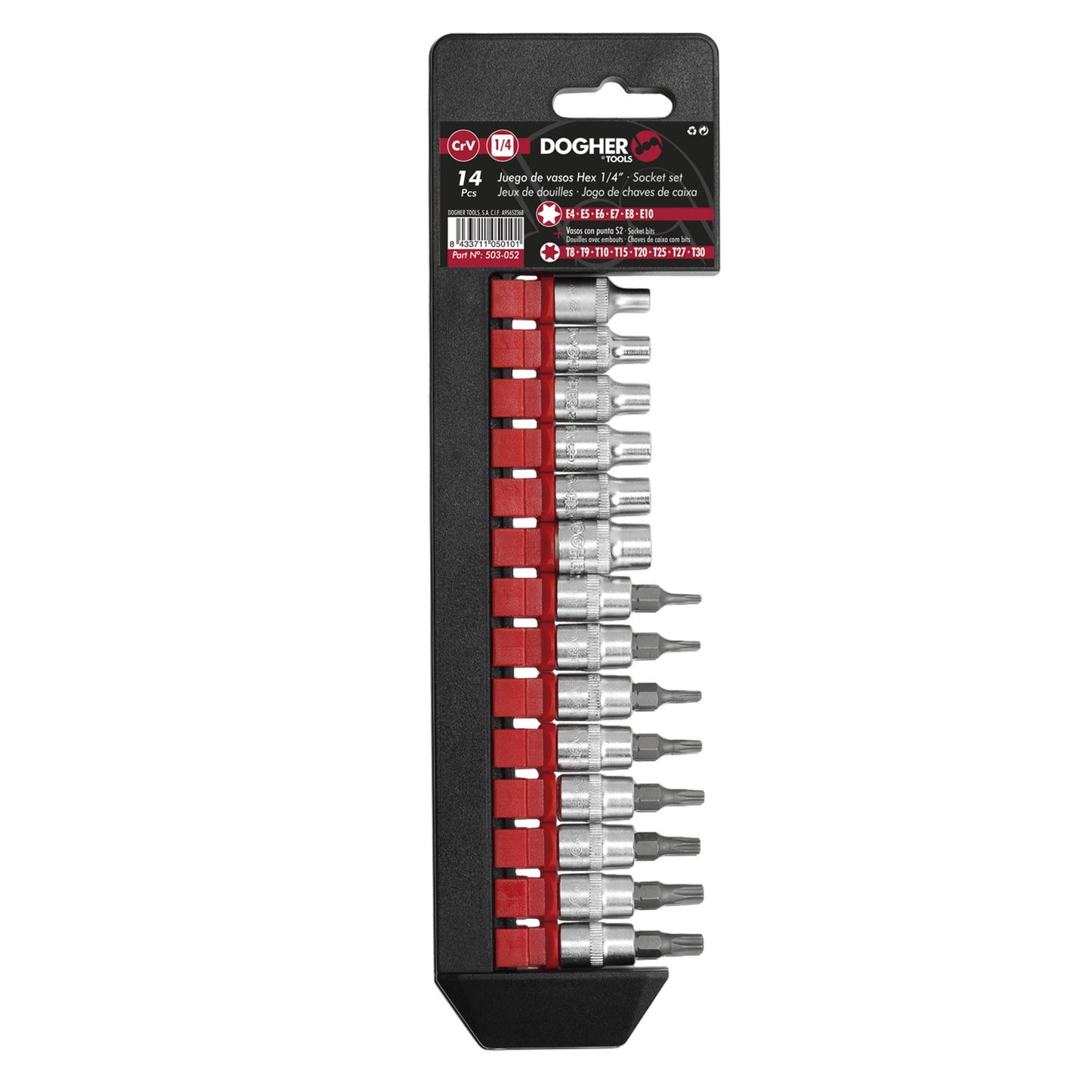 Dogher 503-052 - Juego 14 Ud. Vasos+Puntas Torx 1/4