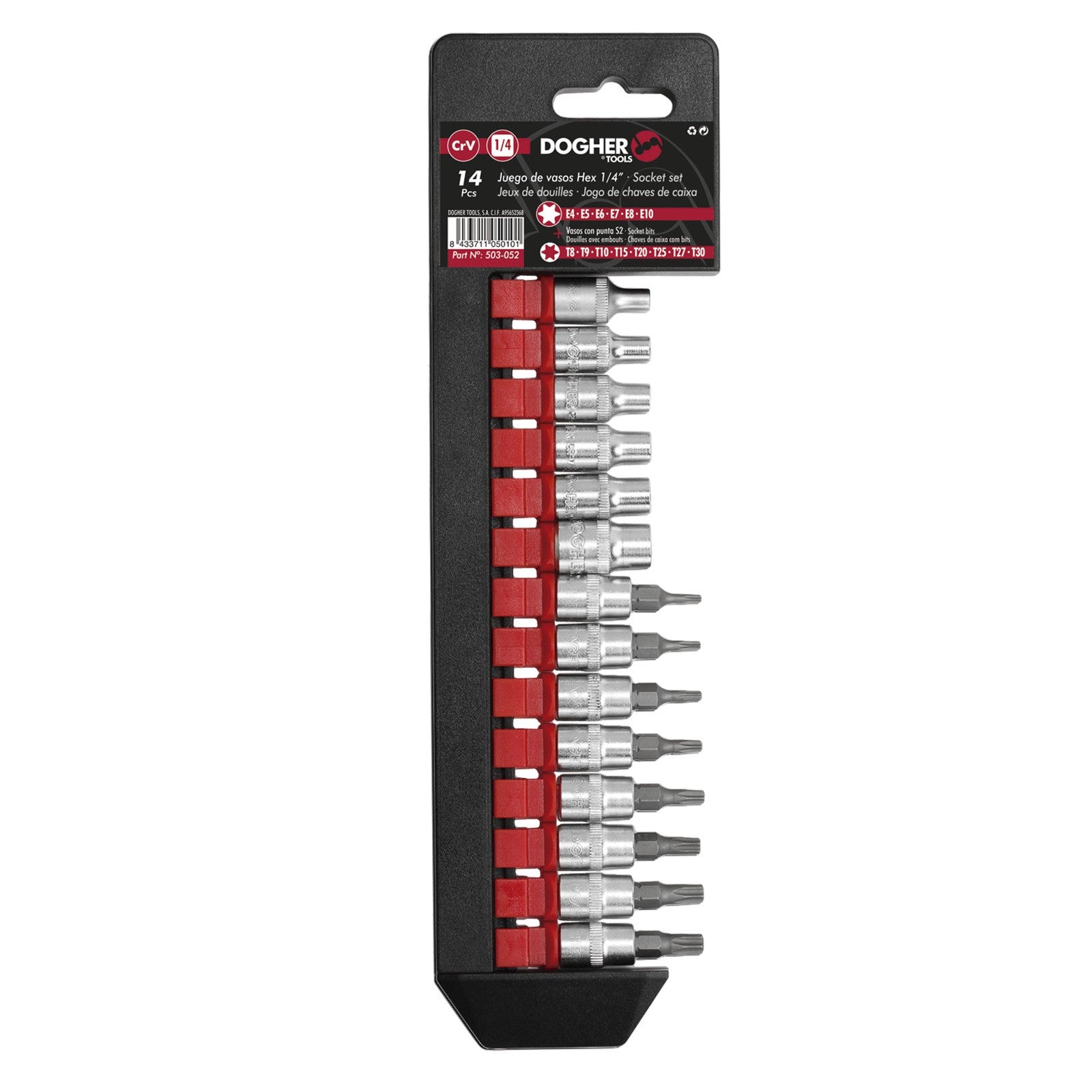 Dogher 503-052 - Juego 14 Ud. Vasos+Puntas Torx 1/4