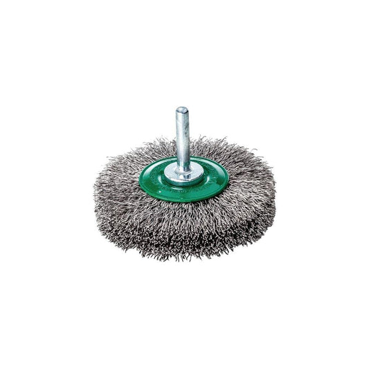 LessMann 418363 - Wheel brushes with 6 mm shank dia  80 x 19 mm steel wire stainless ROF crimped 0,30 mm