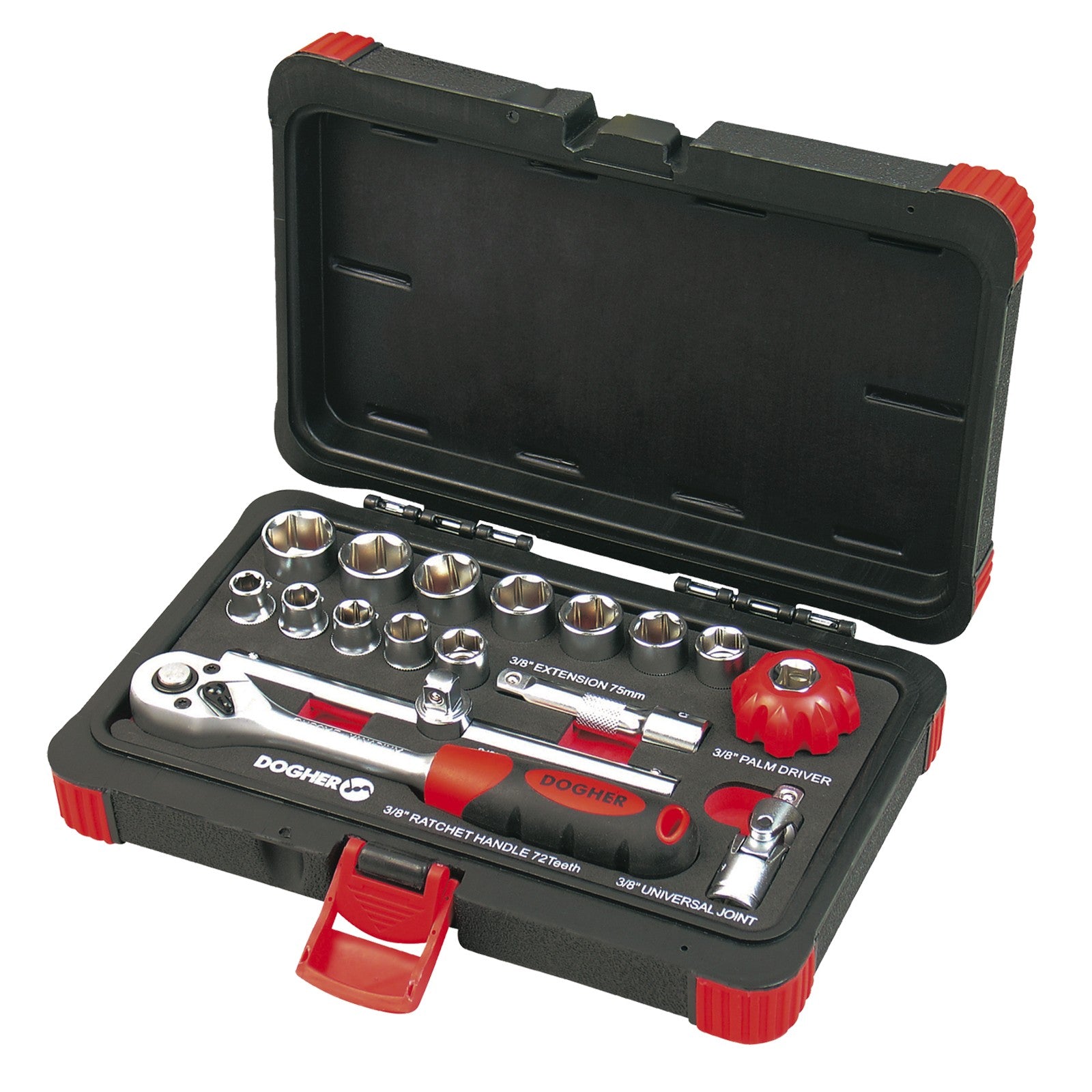 Dogher 516-002 - Maletin Vasos Hex 3/8 17 Pzas