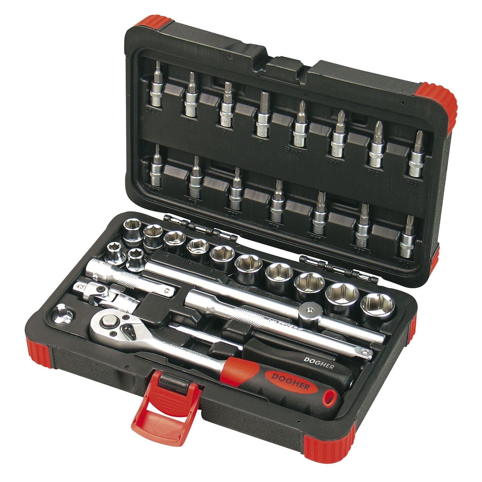 Dogher 516-003 - Maletin Vasos Hex 3/8 34 Pzas