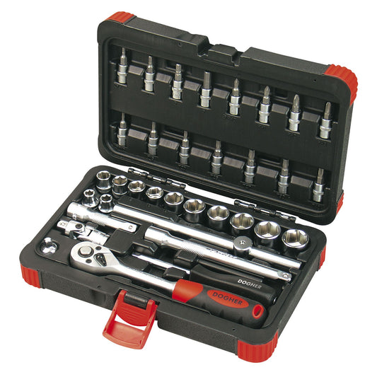 Dogher 516-003 - Maletin Vasos Hex 3/8 34 Pzas