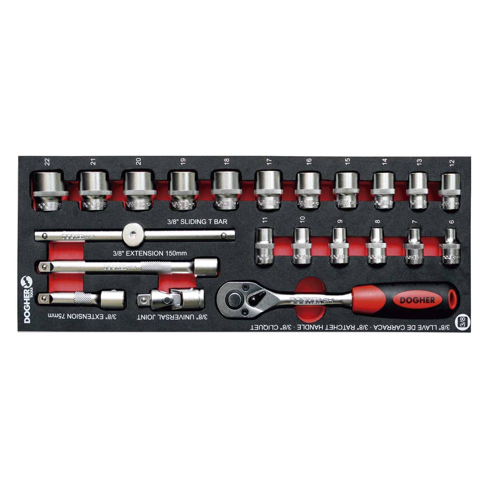 Dogher 515-080 - B. Comb.1/4 22 Ud.Vasos Bihex. 3/8
