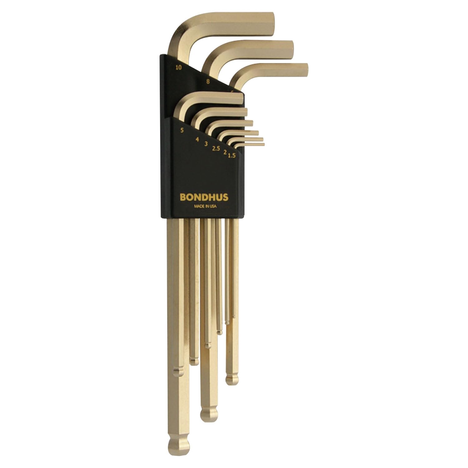 Bondhus 38099 -  Juego de 9 llaves en L punta-bola GoldGuard™ en métrica 1.5-10mm