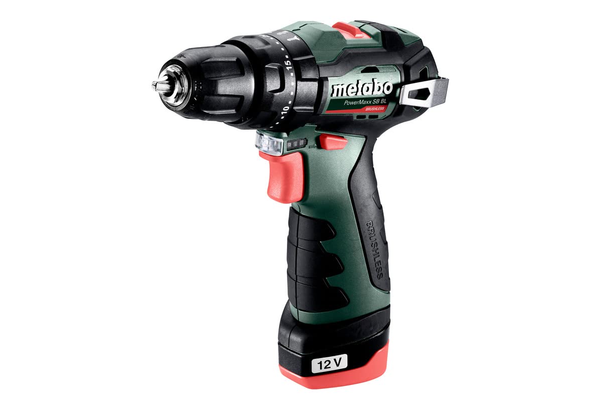 Metabo 601784500 - Taladro atornillador percutor de batería PowerMaxx SB BL 12 V, 2x2,0 Ah, maletín