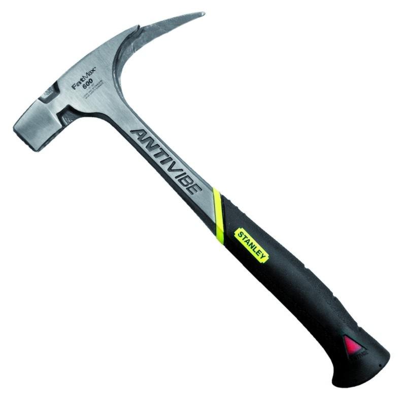 STANLEY FATMAX Martillo Latthammer Antivibe, extractor de clavos de carpintero, acero forjado, sistema antivibración, mango Dynagrip, cabeza de golpeo cuadrada plana, peso 600g, 1-51-937