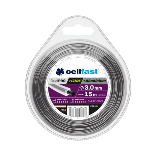 Cellfast 35-068 - Hilo de corte para desbrozadora con alma 3,0 mm, 15 m, cuadrado