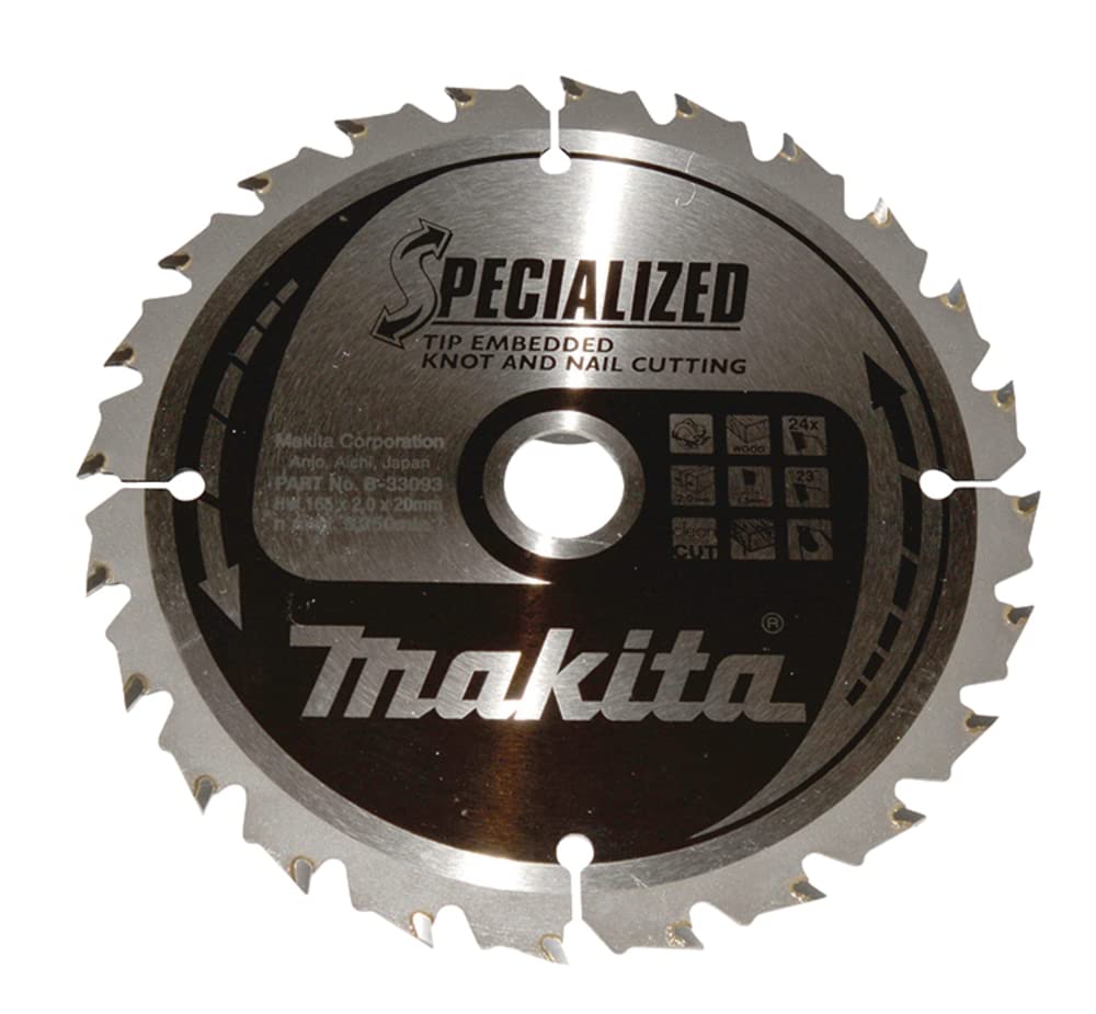 Makita B-33093 - Hoja de Sierra Circular TCT 165x20mm 24T Clavada Madera