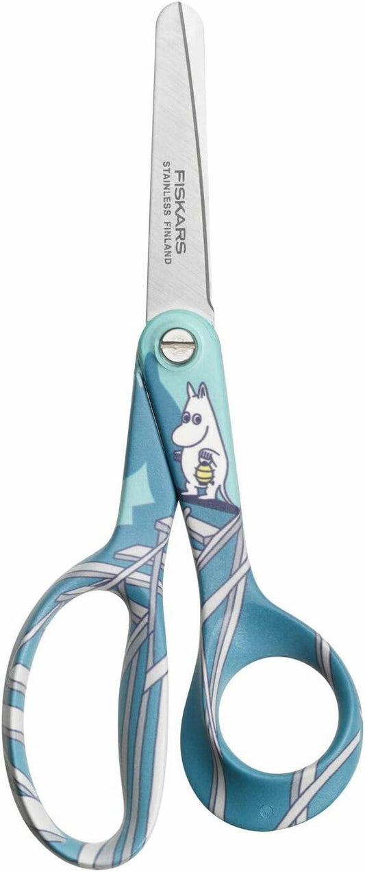 Fiskars X Mumin Tijeras infantiles con diseño Mumin, Para diestros, Longitud: 13 cm, Hojas seguridad de acero inoxidable, Mumin, 1067189