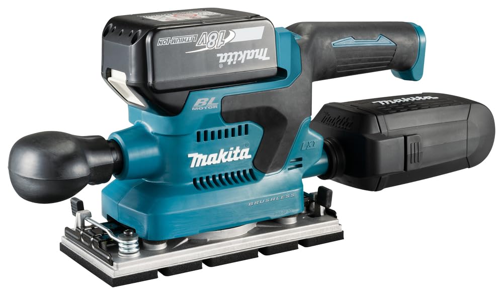 Makita DBO380RTJ - Lijadora de acabado sin escobillas LXT de 18 V con 2 pilas de 5 Ah y cargador suministrado en una caja Makpac