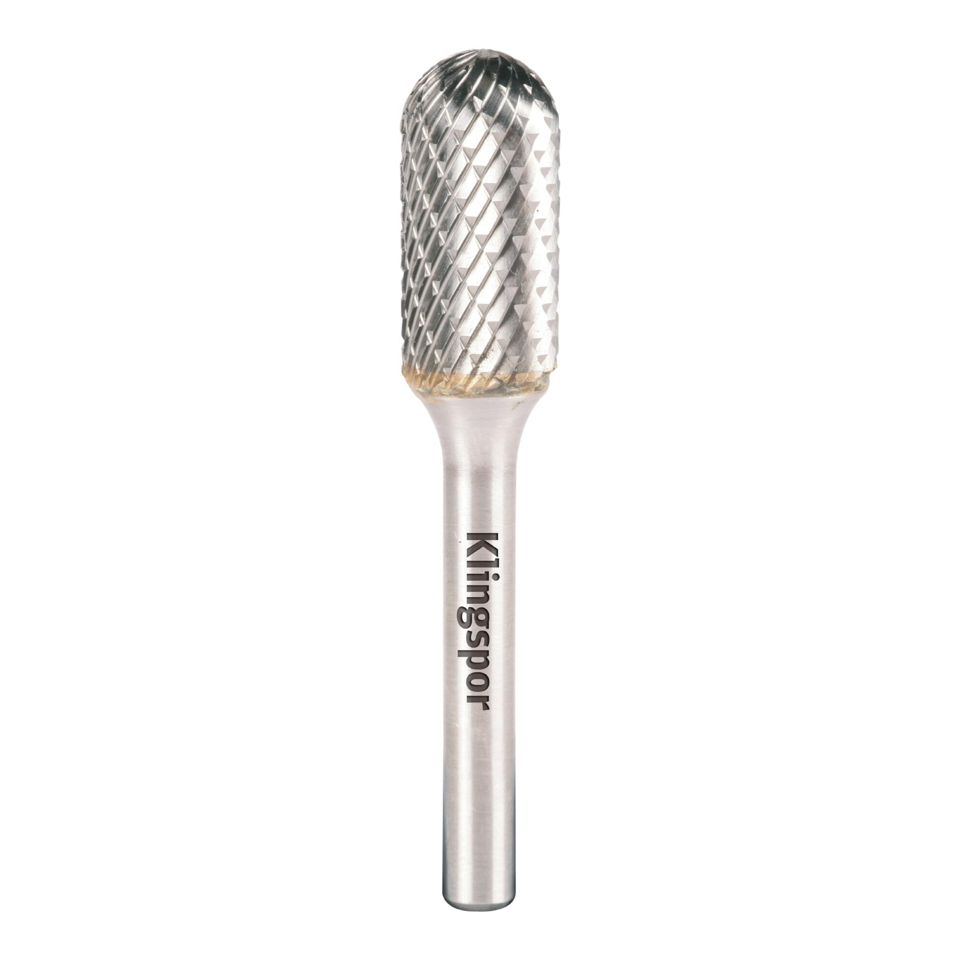 Klingspor 295753 - Fresa rotativa de metal duro HF 100 C cilíndrica con punta redonda WRC, 12,7 x 25 mm, vástago de 6 mm