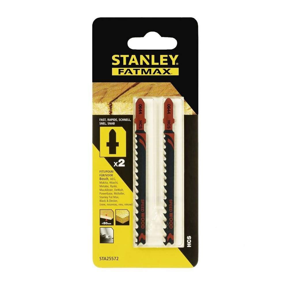 Stanley Accesorios Sta25572-Xj 2 Hojas Hcs, Larga Duracion, para Cortes Muy Rápidos y Gruesos en Madera y Anglomerado 60 mm
