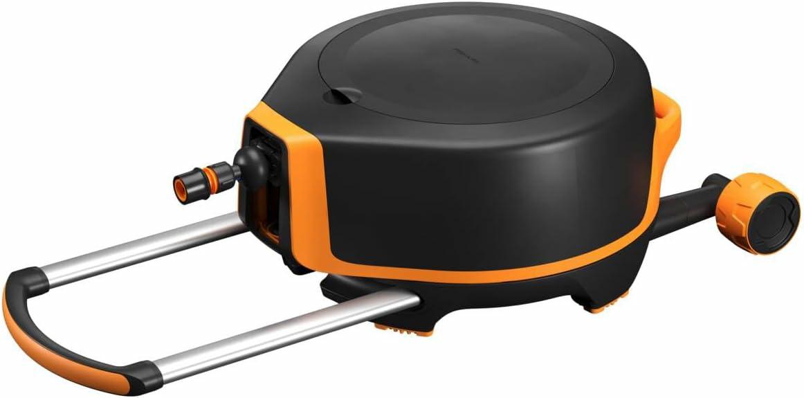 Fiskars Bobinadora con ruedas Waterwheel XL, Set de riego todo incluido, Alcance 27 m, Retracción automática, Manguera de jardín (Ø 13 mm) y Conector de grifo universales, X-Series, 1067548