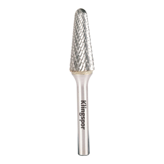 Klingspor 296205 - Fresa rotativa de metal duro HF 100 L cónica con punta esférica KEL, 8 x 25 mm, vástago de 6 mm