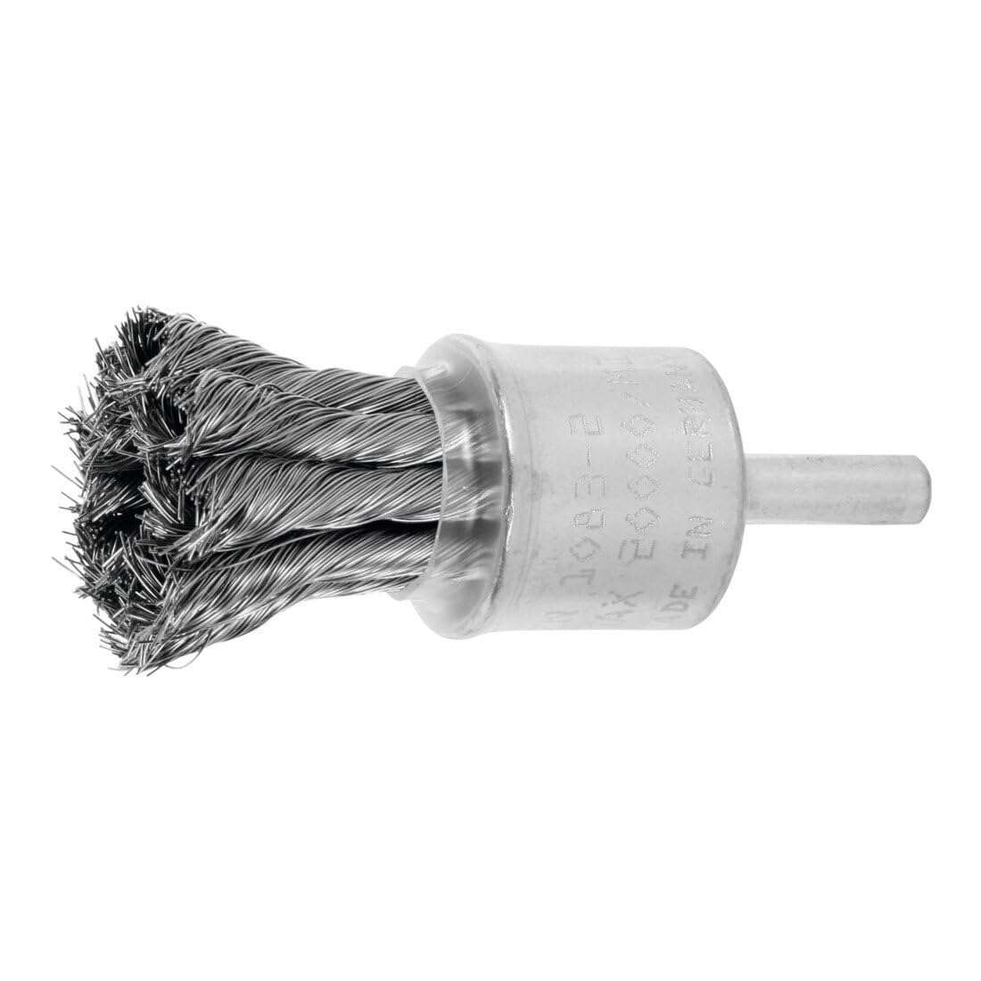 LessMann 454358 - Knot end brush with 6 mm shank dia 22 mm 8 knots with rose bud steel wire stainless RO4 straight 0,25 mm high 28 mm