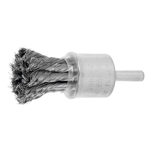 LessMann 454358 - Knot end brush with 6 mm shank dia 22 mm 8 knots with rose bud steel wire stainless RO4 straight 0,25 mm high 28 mm