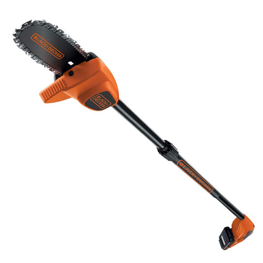 BLACK+DECKER Motosierra telescópica (pértiga) 18V, Batería de Litio 2Ah, Espada de corte de 20 cm, Mango telescópico de 1,74 m a 2,92 m y empuñadura ergonómica, GPC1820L20-QW