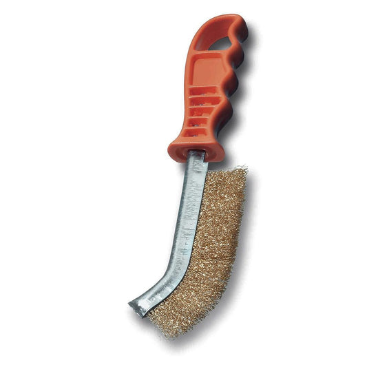 LessMann 056001 - Cepillo de mano con mango de plástico, alambre de acero latonado ondulado STM 0,30