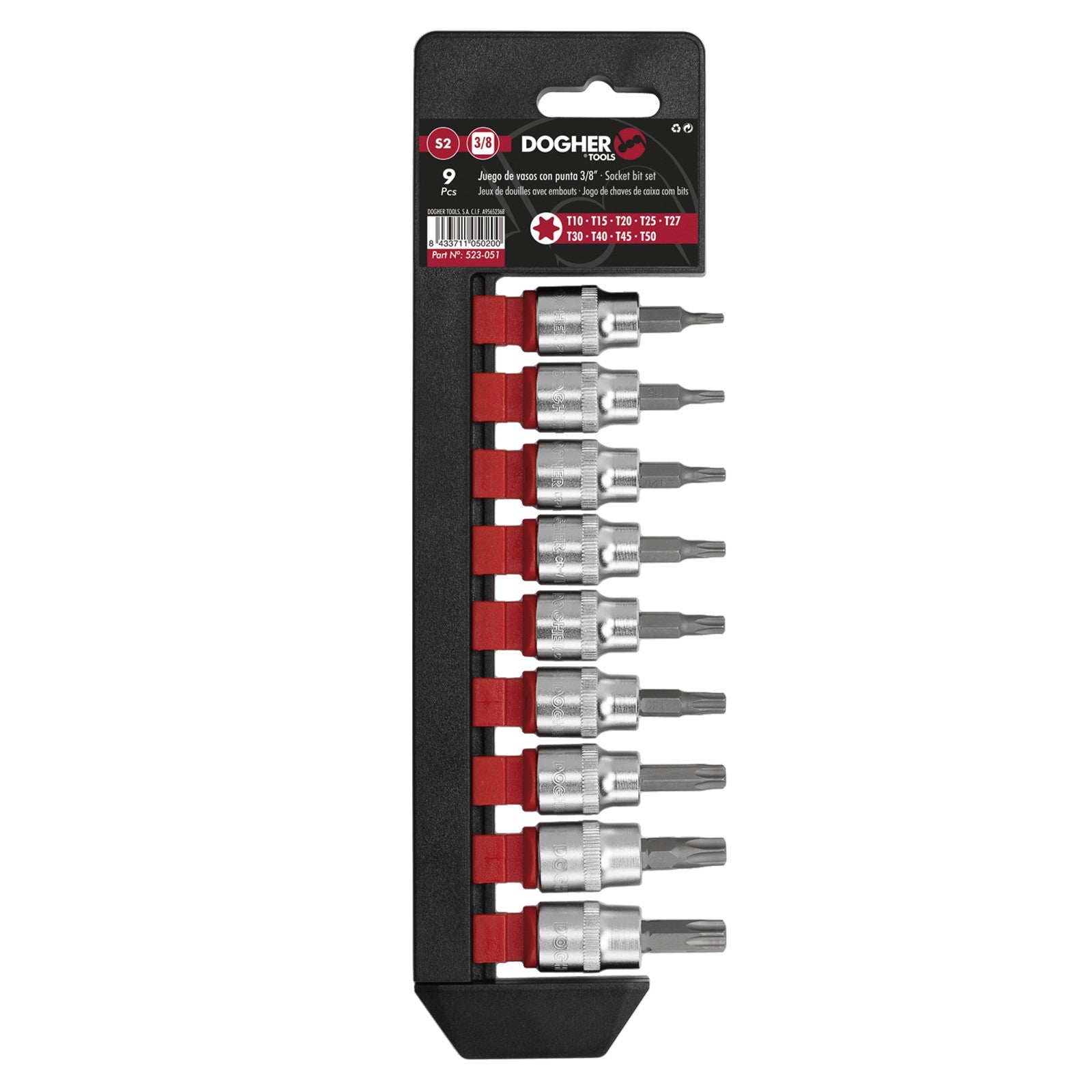 Dogher 523-051 - Juego 9 Ud. V.Puntas Torx 3/8