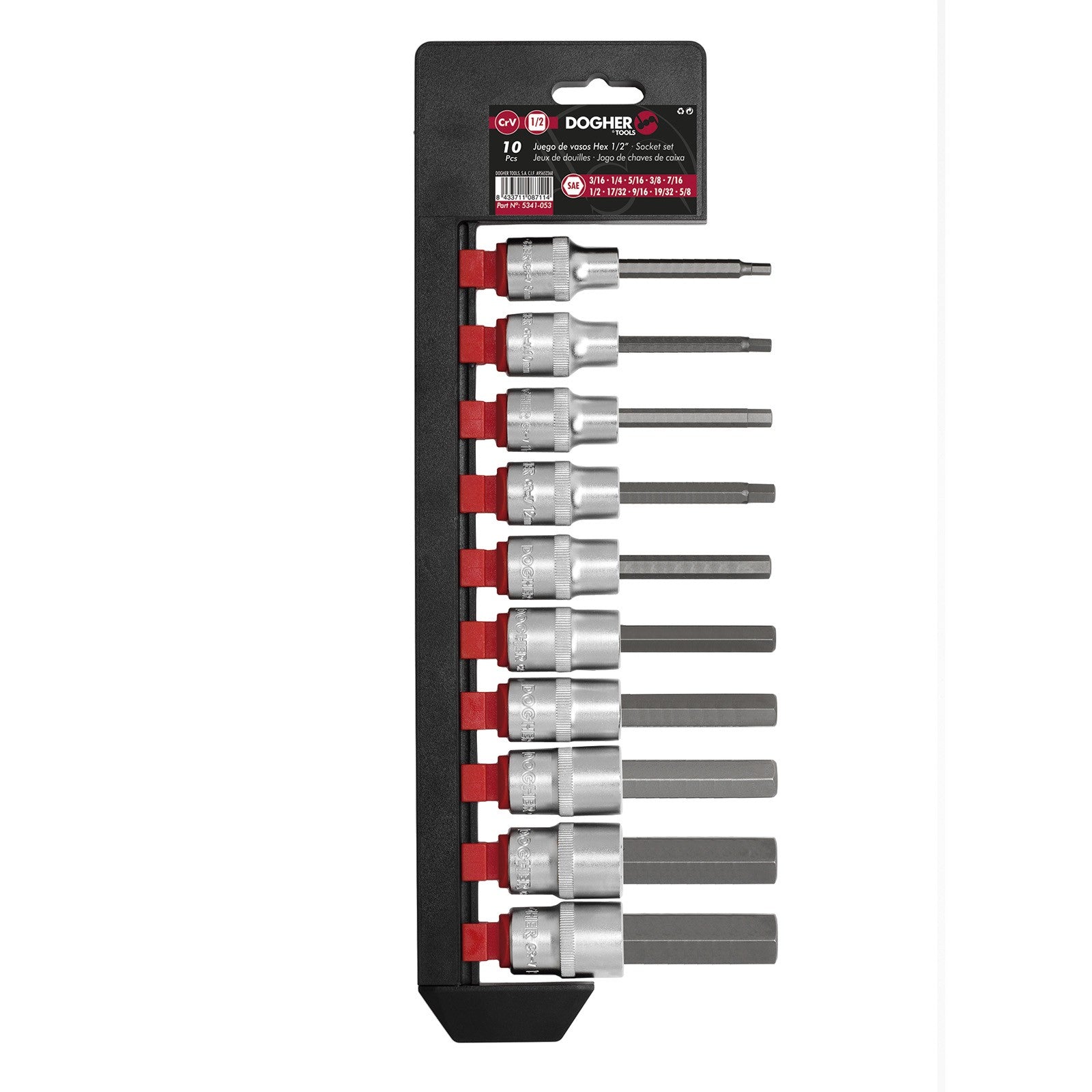 Dogher 5341-053 - Jgo 10Vasos 1/2 Punta Allen S/L Pulgadas
