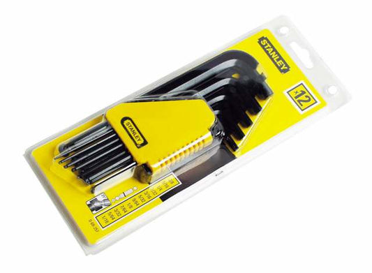 Stanley - Juego de 12 llaves Allen en pulgadas 1/16"-3/8" con punta esférica y soporte
