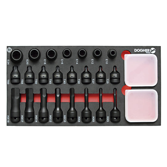 Dogher 572-080 - Bandeja Combinable1/3 - 23 Ud. Vasos + Puntas Impacto 1/2