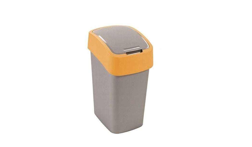 Curver Flip Bin - Cubo de basura con tapa basculante 25 L, plateado/naranja