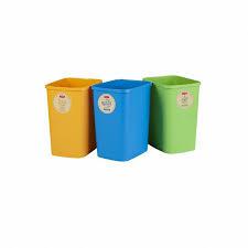 Curver - Juego 3 cubos de basura Eco Friendly para sistema de reciclaje, cubos de plástico para papel, cristal y plástico (3 x 9L)