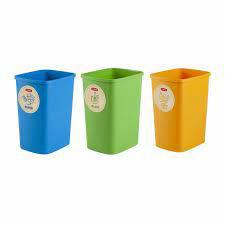Curver - Juego 3 cubos de basura Eco Friendly para sistema de reciclaje, cubos de plástico para papel, cristal y plástico (3 x 25L)