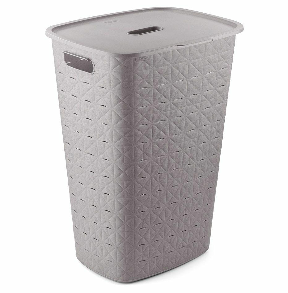 CURVER Softex 56L - Baúl para ropa (56 L, diseño elegante, ligero, apilable y práctico, 70% reciclado, tamaño espacioso, 59 x 43 x 34 cm, color topo