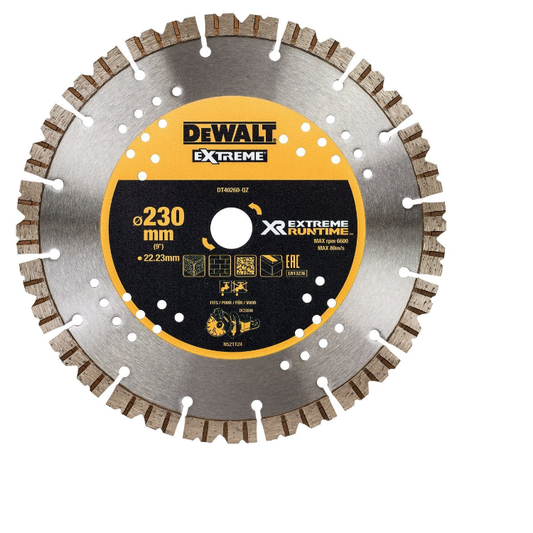 DeWalt DT40260-QZ DT40260-QZ-Hoja de Diamante Extreme RUNTIME 230mm, Arándano