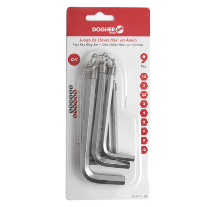 Dogher 600-029 - Juego Llaves Macho Hex Anilla 9Pzs1,5-10