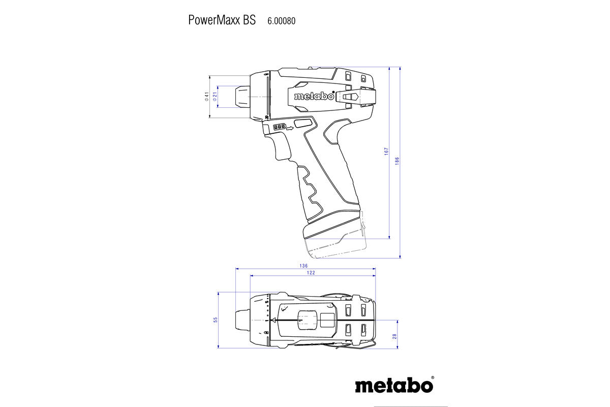 Metabo 600080710 - Juego taladro atornillador de batería PowerMaxx BS Basic