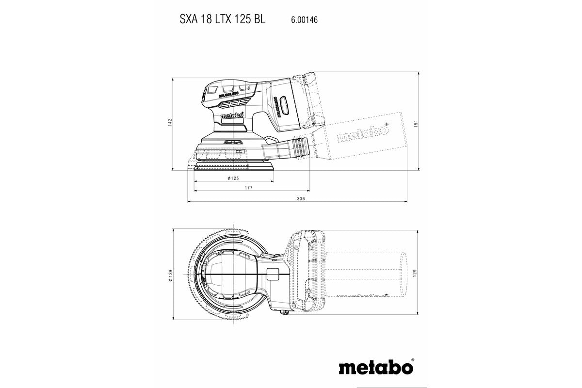Metabo 600146840 - Lijadora excéntrica de batería SXA 18 LTX 125 BL