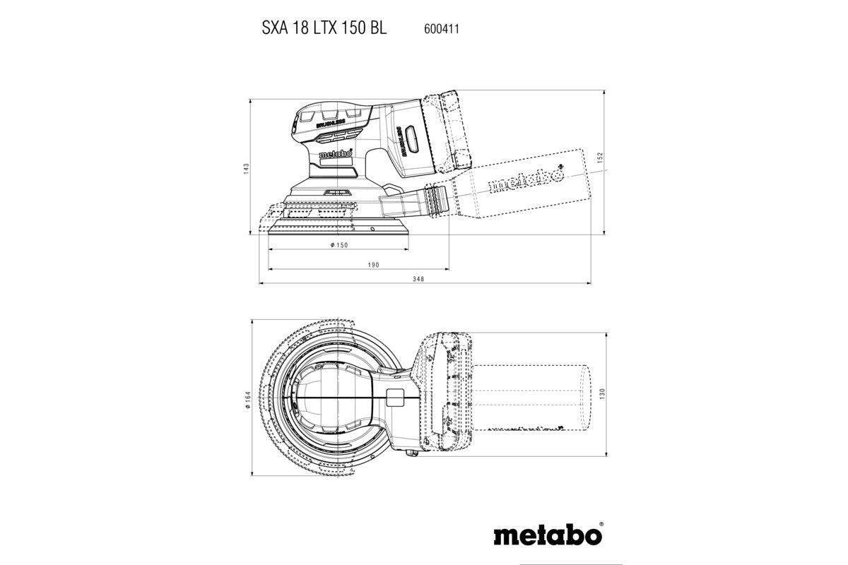 Metabo 600411840 - Lijadora excéntrica de batería SXA 18 LTX 150 BL