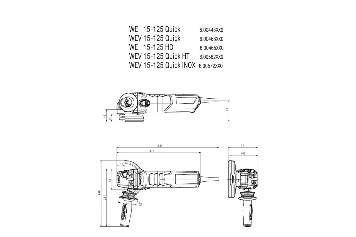 Metabo 600562000 - Amoladora angular WEV 15-125 Quick HT