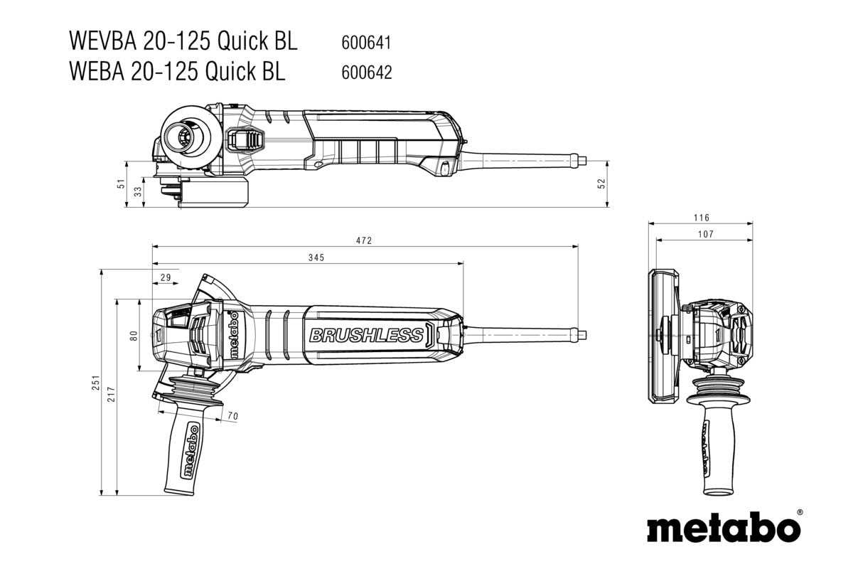Metabo 600642000 - Amoladora angular WEBA 20-125 Quick BL