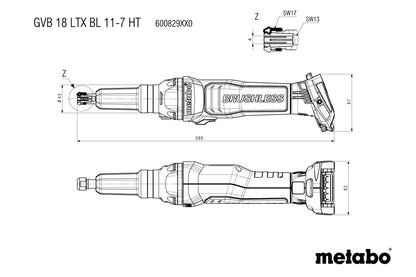 Metabo 600829850 - Amoladora recta de batería GVB 18 LTX BL 11-7 HT